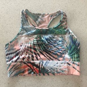 Fabletics XL Tropical Print Hi Neck Sports Bra